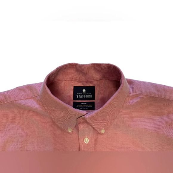 Stafford Button Down EUC Pink 60% Cotton Size 17 - Picture 5 of 7